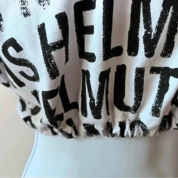 Helmut Lang WomenâsâUpcycled All Over Logo Cropped Short Sleeve Cotton T-shirt S - Picture 9 of 11